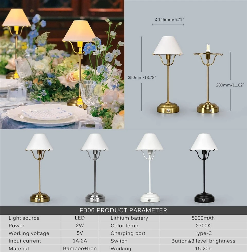 Fabric Cordless Gold Table Lamp For Wedding Restaurant suppliers