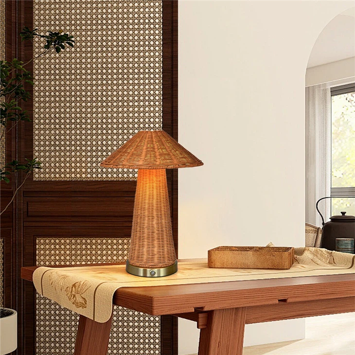 Rattan Cordless Table Lamp For Decoration